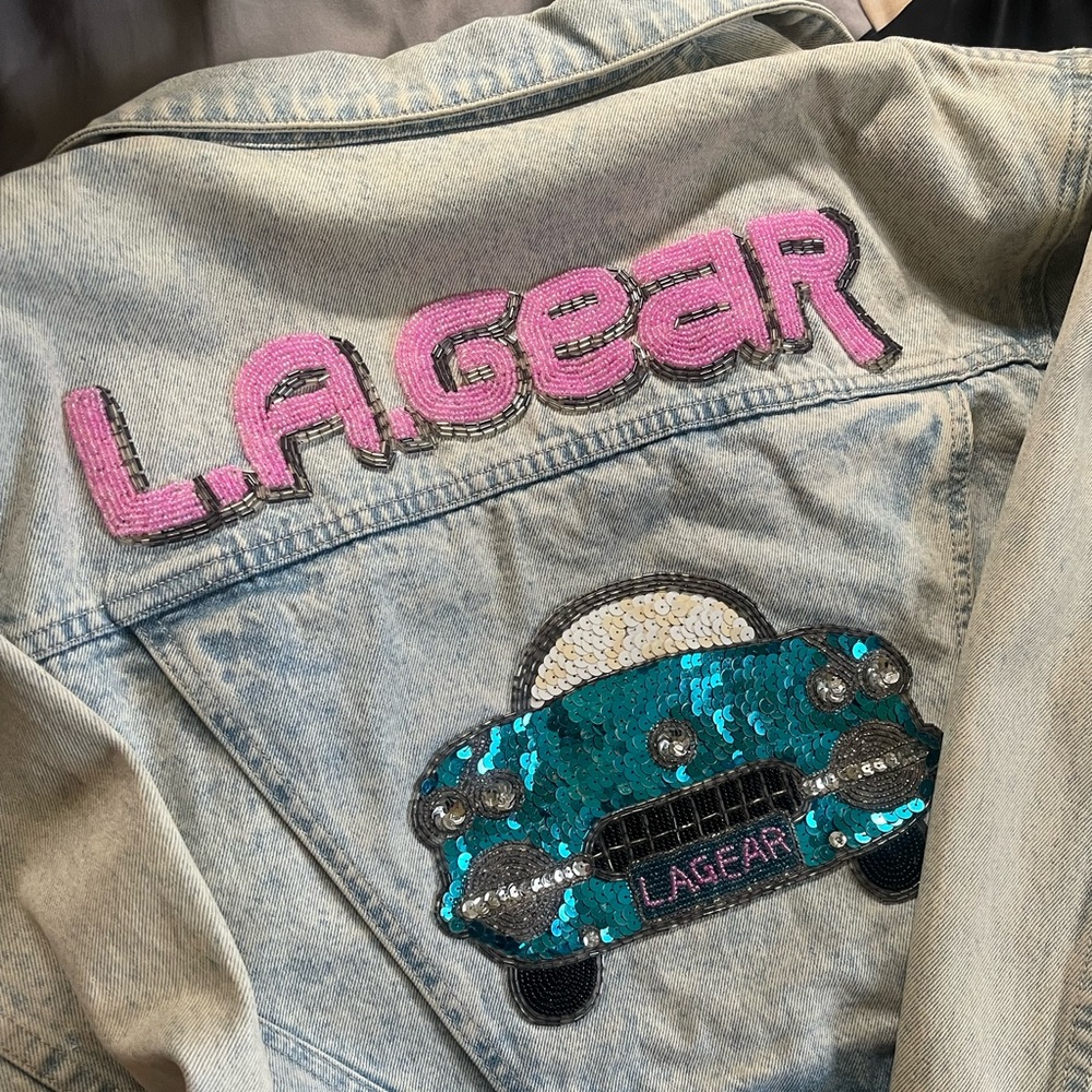 Vintage LA Gear *authentic* RARE cropped sequin, denim jacket. SZ med